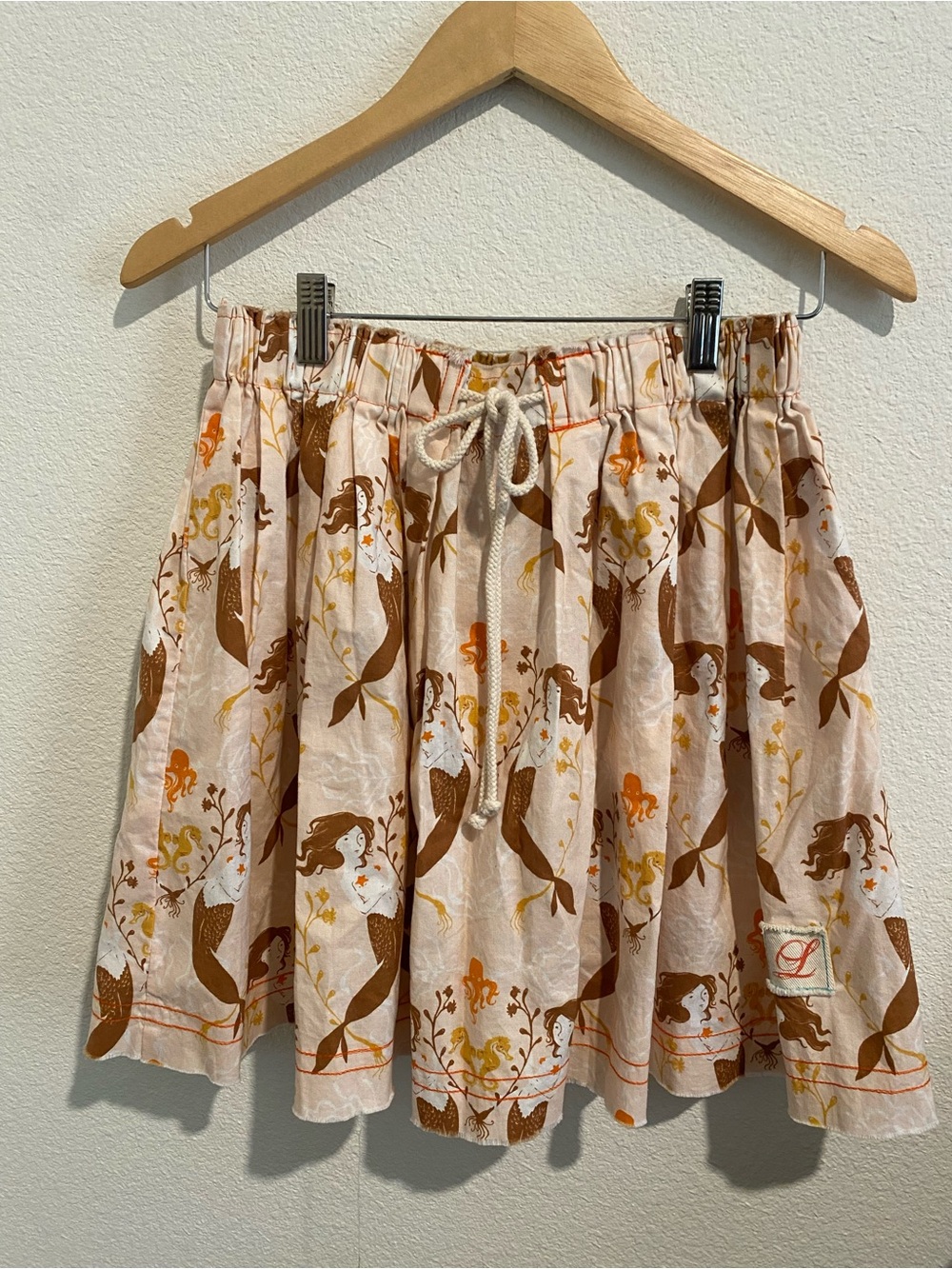 Lema Pink Skirt with Brown & Orange Mermaid Print